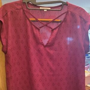 Maurices Plum Blouse with Crisscross Detail-NWOT